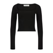 Zwarte Square Neckline Top Nina Ricci , Black , Dames