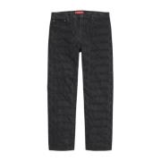 Zwarte Frayed Logo Regular Jeans Supreme , Black , Heren