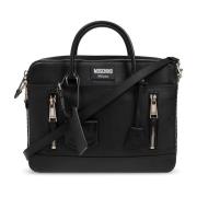 Leren aktetas Moschino , Black , Heren