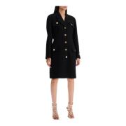 Raglan Crepe Coat met Medusa Knopen Versace , Black , Dames