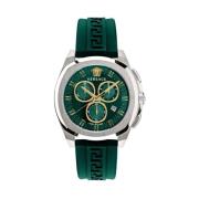 Chrono Geo Chronograaf Horloge Groen Goud Versace , Gray , Heren