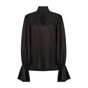 Leopard Jacquard Cut-Out Blouse Nina Ricci , Black , Dames