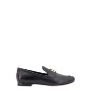 Zwarte Leren Loafer Schoenen met Metalen Logo Tory Burch , Black , Dam...