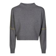 Ronde Hals Inzet Top Marni , Gray , Dames