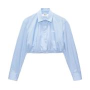 Blauw Gestreepte Poplin Overhemd Msgm , Blue , Dames