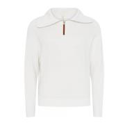 Off-White Zipped Roll-Neck Pullover Blouse Skovhuus , White , Dames