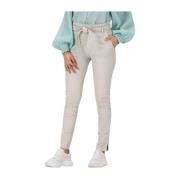 Paper Bag Stretch Leren Broek Est'Seven , Beige , Dames