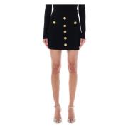 Zwarte Gebreide Rok met Knopen Balmain , Black , Dames