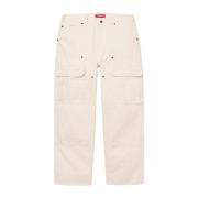 Natuurlijke Dubbele Knie Denim Utility Broek Supreme , Beige , Heren