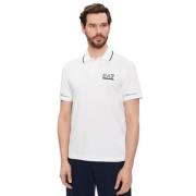 Wit Poloshirt met Marineblauwe Rand Emporio Armani EA7 , White , Heren