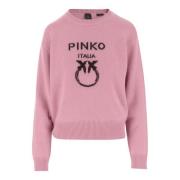 Wollen Trui Ronde Hals Logo Roze Pinko , Pink , Dames