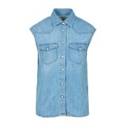 Denim Shirt met Klassieke Kraag en Drukknoopsluiting Roy Roger's , Blu...