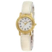 Pre-owned Yellow Gold watches Hermès Vintage , White , Dames