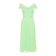 Groene Chiffon Asymmetrische Midi Jurk Self Portrait , Green , Dames