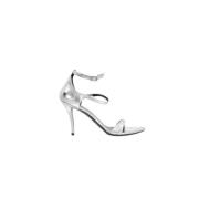 Zilver Leren Gerimpelde Sandalen Balenciaga , Gray , Dames