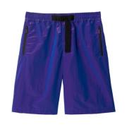 Metallic Blue Bermuda Shorts Burberry , Purple , Heren