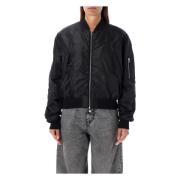 Zwarte Bomber Nylon Buitenkleding Aw24 MM6 Maison Margiela , Black , D...