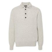 Grijze Gebreide Polo Sweater Z Zegna , Gray , Heren