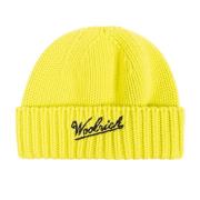 Wollen muts met logo Woolrich , Yellow , Heren