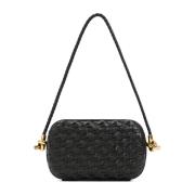 Donkergroene Knoop Schouder Clutch Bottega Veneta , Black , Dames