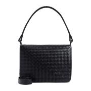 Zwart Zilver Intrecciato Wing Tas Bottega Veneta , Black , Heren