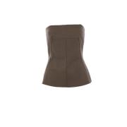 Groene Hars Denim Bustier Top Rick Owens , Brown , Dames