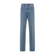 Blauwe Straight Denim Broek Gucci , Blue , Dames