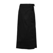 Zwarte Herringbone Denim Rok met Riem Ganni , Black , Dames