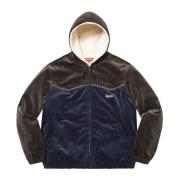 Studded Velvet Hooded Work Jacket Supreme , Blue , Heren