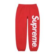 Rode Satijnen Appliqué Sweatpant Beperkte Oplage Supreme , Red , Heren