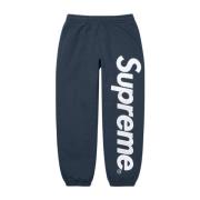 Navy Satin Appliqué Sweatpant Limited Edition Supreme , Blue , Heren