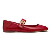 Rode platte schoenen met VLogo-band Valentino Garavani , Red , Dames