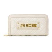 Gewatteerde PU Lam Damesportemonnee Love Moschino , Beige , Dames