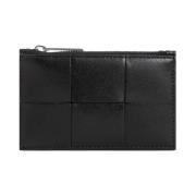 Leren Kaarthouder Zwart Zilver Bottega Veneta , Black , Heren