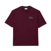 Rode Logo Tshirt - Klassieke Stijl Lacoste , Brown , Heren