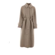 Beige en Ivoor Herringbone Coat Brunello Cucinelli , Brown , Dames