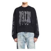 Studded Gothic Crewneck Zwart Palm Angels , Black , Heren