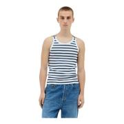 Gestreepte tanktop met gespen Jean Paul Gaultier , White , Heren