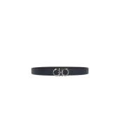 Omkeerbare Leren Riem Gancini Gesp Salvatore Ferragamo , Black , Heren