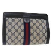 Pre-owned Leather clutches Gucci Vintage , Beige , Dames