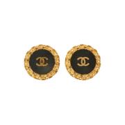 Pre-owned Metal earrings Chanel Vintage , Black , Dames