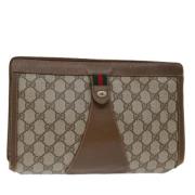 Pre-owned Leather clutches Gucci Vintage , Beige , Dames