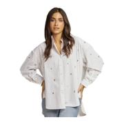 Rhinestone Poplin Shirt Alma EN Pena , White , Dames