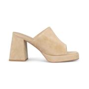 Leren Plateau Sandaal Alma EN Pena , Beige , Dames