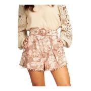 Parel Detail Ramie Katoenen Shorts Alma EN Pena , Multicolor , Dames