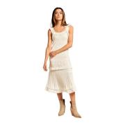 Gebreide jurk met ruches Alma EN Pena , White , Dames