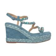 Zigzag Kralen Sleehak Sandaal Alma EN Pena , Blue , Dames