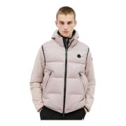 Gewatteerd Gilet met Logopatch Moncler , Pink , Heren