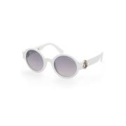 Elegante Ronde Zonnebril met Pantograaf Frame Moncler , White , Dames