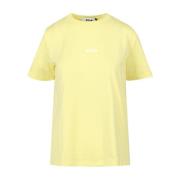 Gele Katoenen Logo T-shirt Msgm , Yellow , Dames